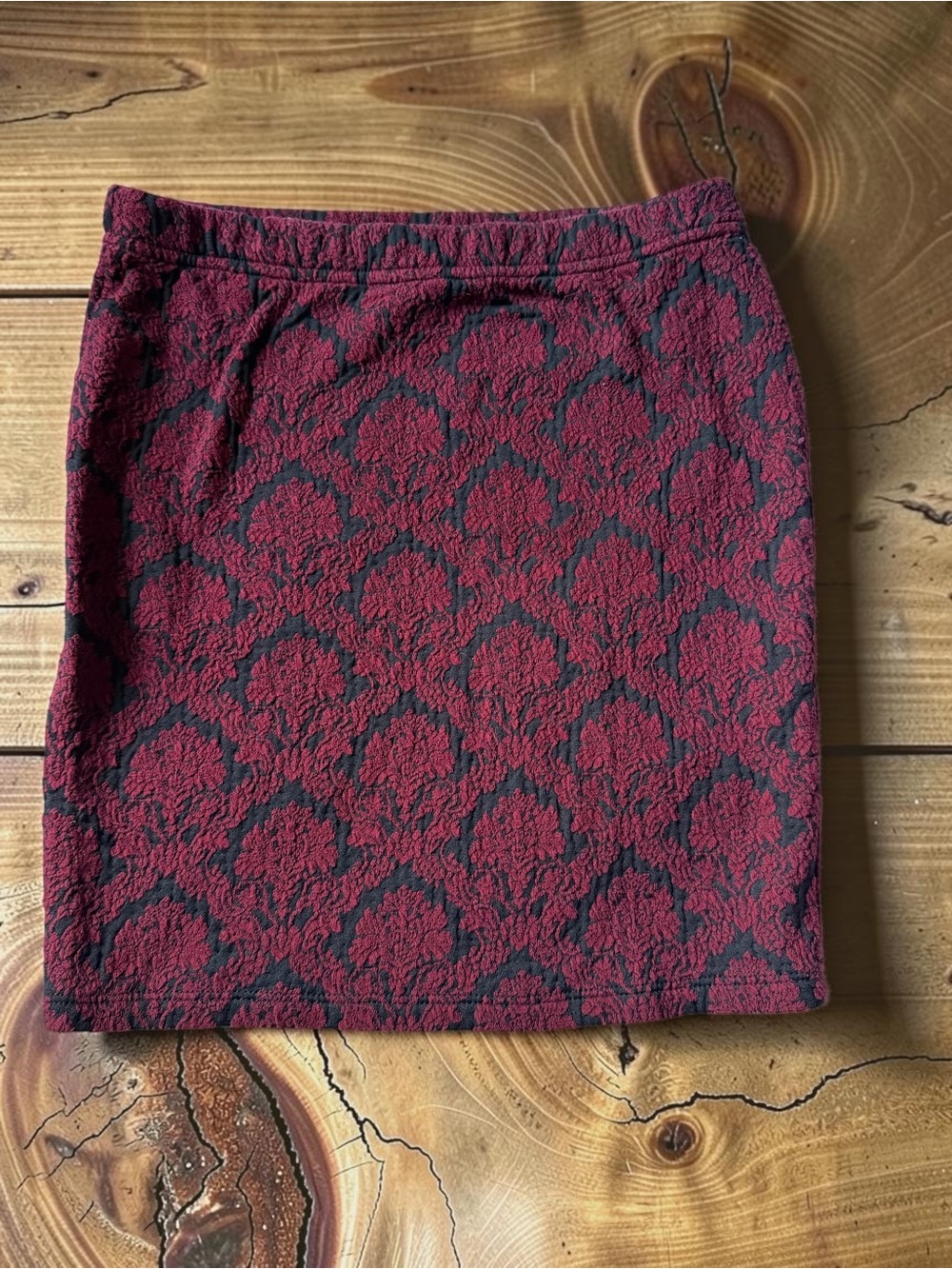 Forever 21 Wine Black Brocade Mini Skirt M Pull On Whimsigoth Dark Academia